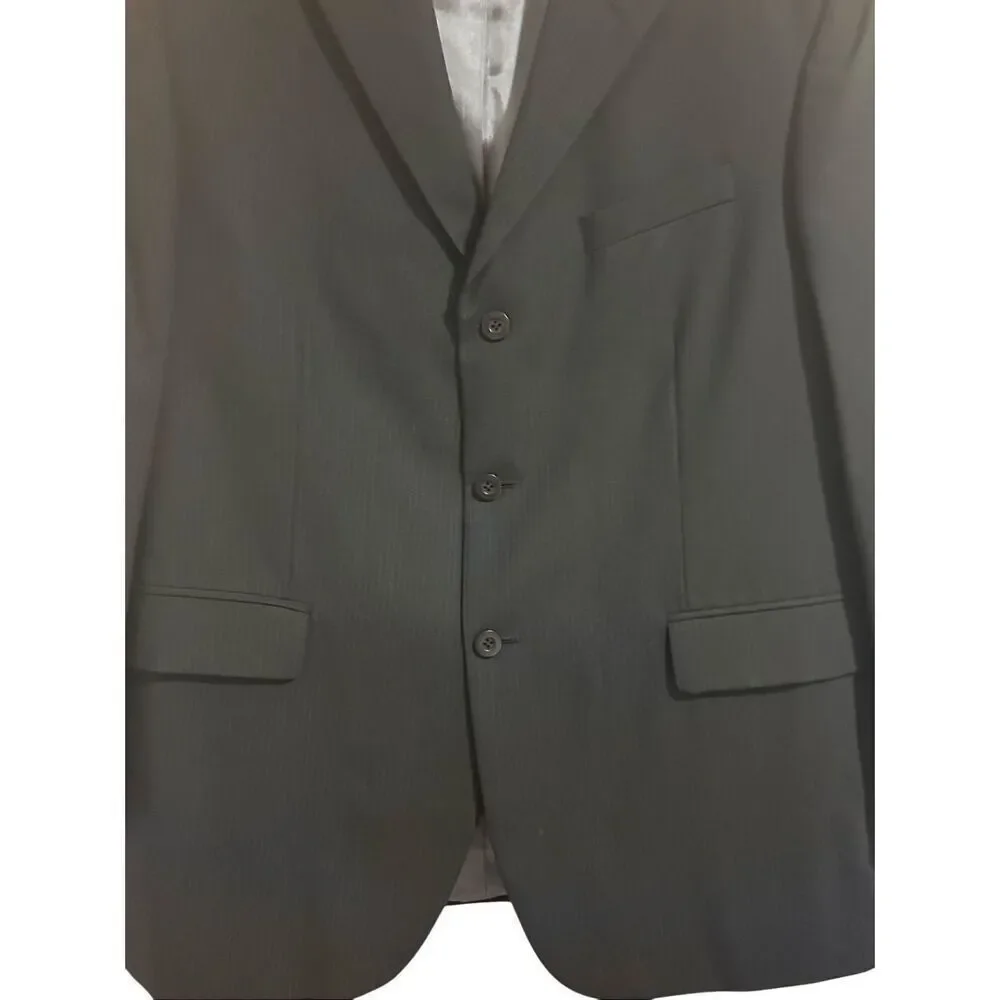 CEZANI Men's 46R 100% Wool Black Pinstripe 3-Button Suit Jacket Sport Coat Blaze